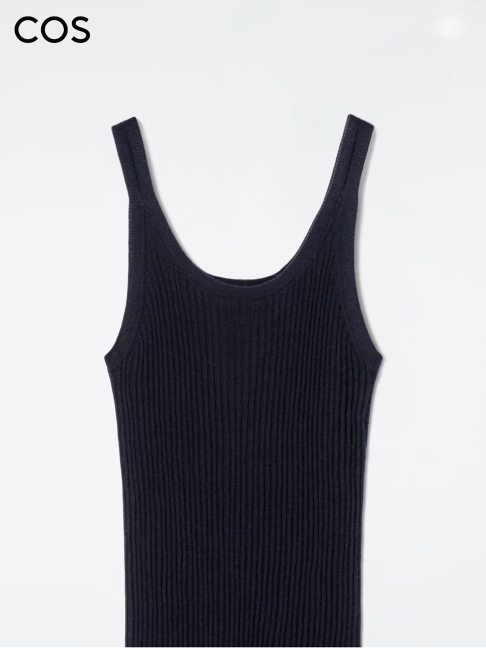 COS RIBBED CASHMERE-SILK TANK TOP in NAVY Size Small